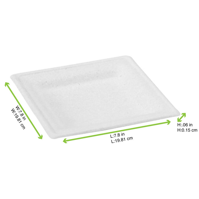 Plato blanco cuadrado a base de pulpa 260x260mm - 12Uds