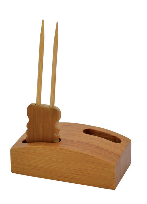 Mini soporte de bambú para 2 pinchos SHANI 60x35mm A20mm - 10Uds