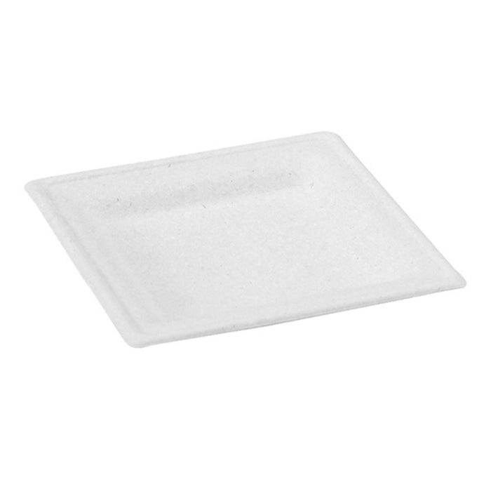 Plato blanco cuadrado de pulpa 160x160mm - 24Uds