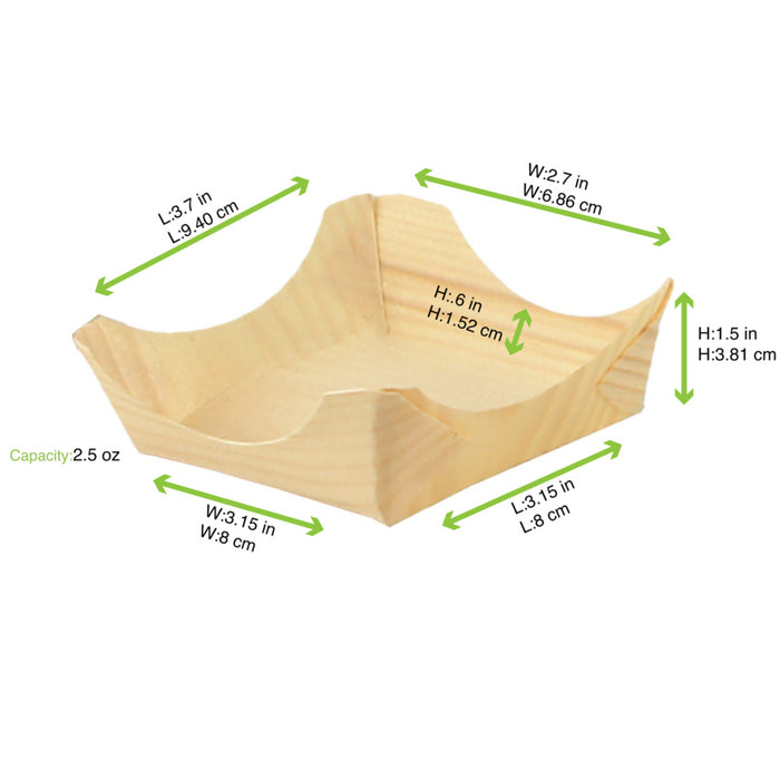 Platito cuadrado de madera Ø95mm A35mm - 12Uds