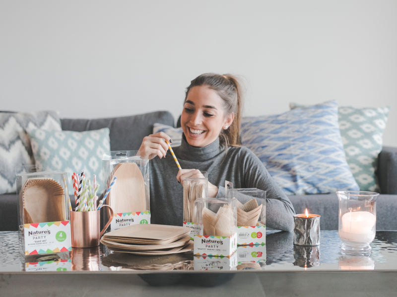 Pajita de papel rosa/blanco - 25Uds