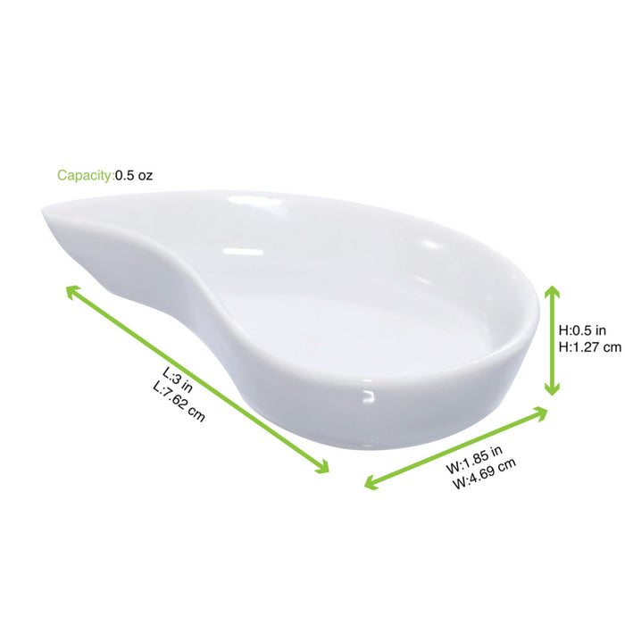 Mini plato de porcelana blanca YIN 78x48mm A15mm - 4Uds