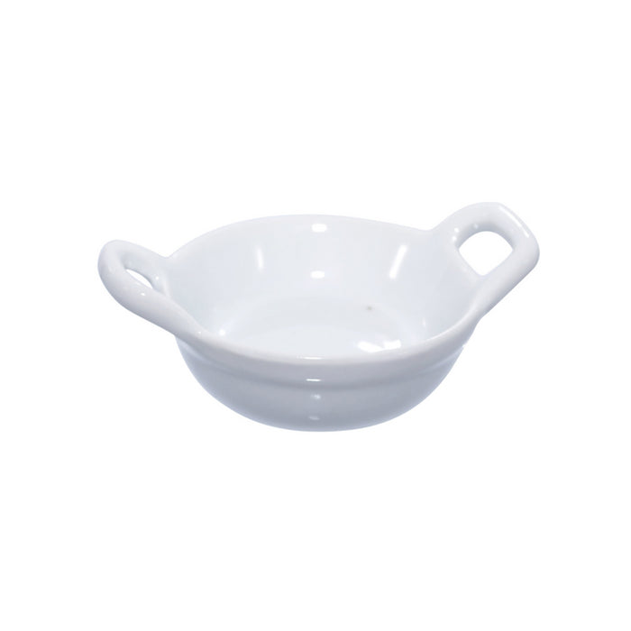 Mini plato de porcelana blanca con dos asas 85x60mm A30mm - 4Uds