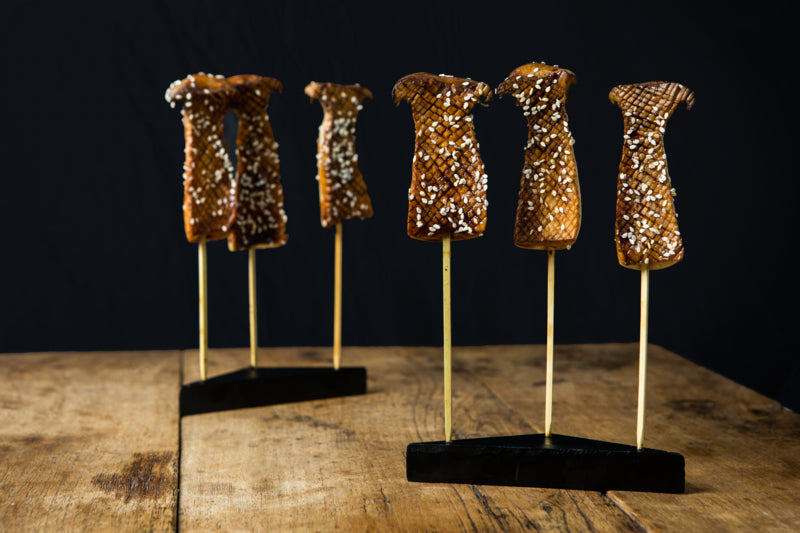 Mini soporte de bambú negro en forma de triángulo para 3 palas 140x80mm A20mm - 10Uds