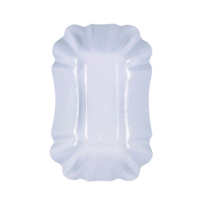 Plato hondo rectangular de cartón laminado blanco 140x90mm A30mm - 250Uds