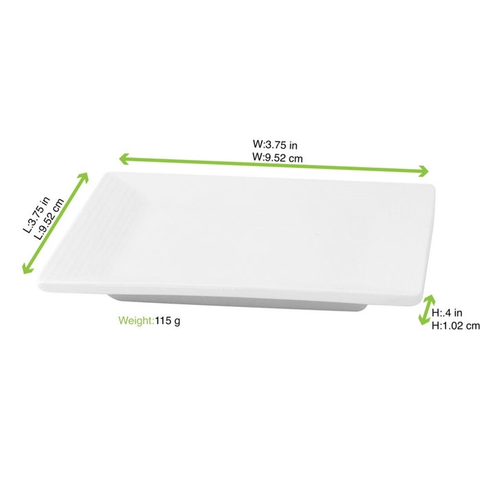 Mini plato cuadrado porcelana blanca 101x101mm A23mm - 4Uds