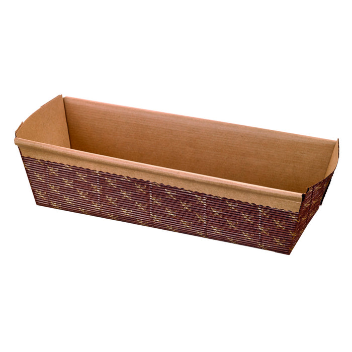 Molde para hornear de cartón marrón microcanal estriado 290x114mm A84mm - 240Uds