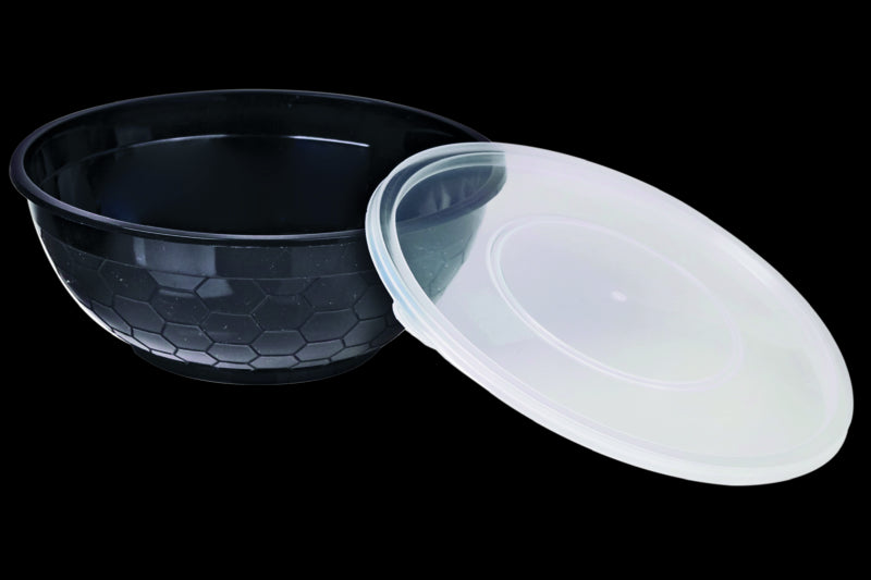 Bol negro redondo PP con tapa transparente 200ml Ø92mm A59mm - 50Uds