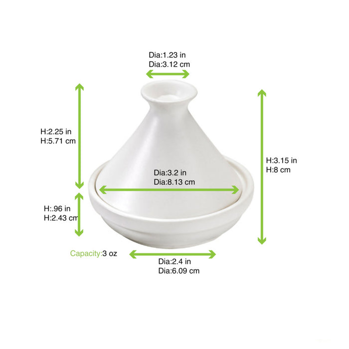 Mini tajin de porcelana blanca A80mm - 4Uds