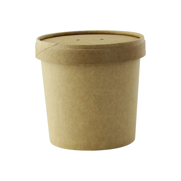 Vaso sopa cartón kraft para caliente/frío con tapa 350ml A85mm - 25Uds