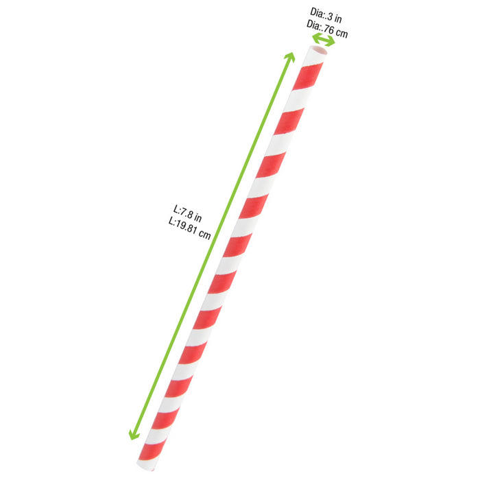 Pajita de papel rojo/blanco para batidos A197mm - 500Uds