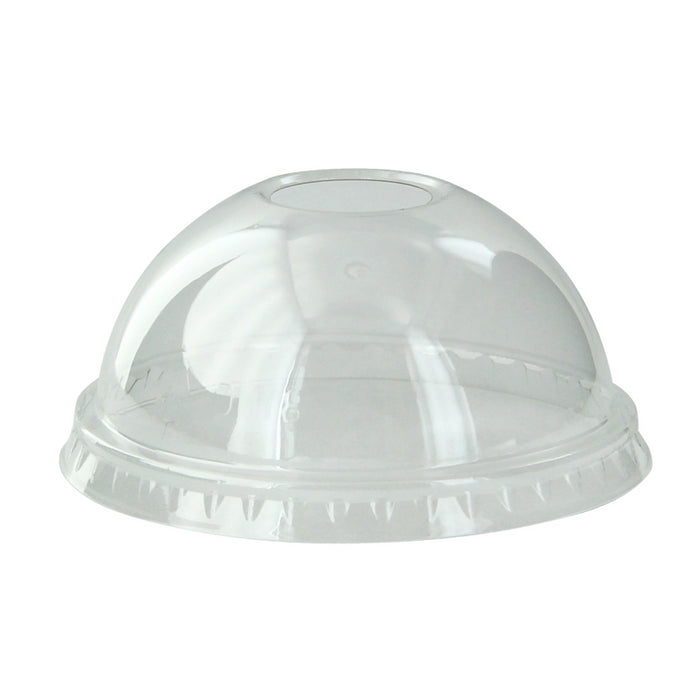 Tapa PET transparente cúpula con agujero Ø74mm - 50Uds