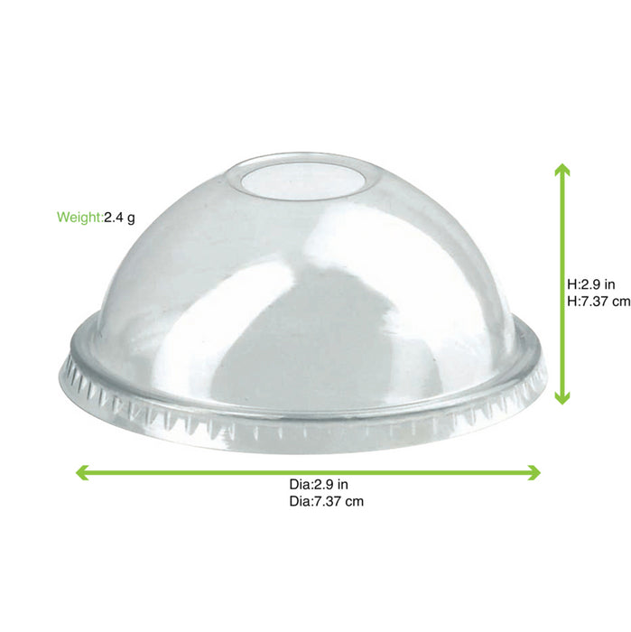 Tapa PET transparente cúpula con agujero Ø74mm - 50Uds