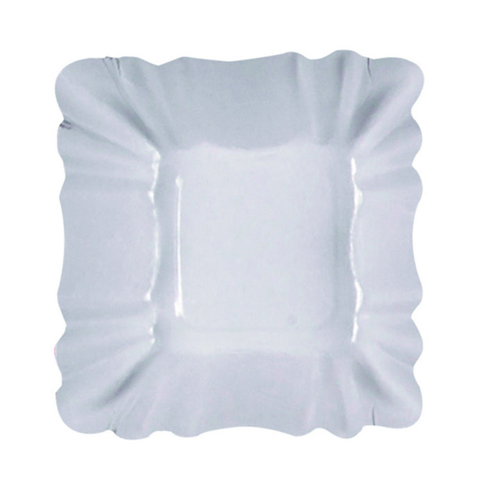 Plato hondo cuadrado de cartón laminado blanco 90x90mm A30mm - 250Uds