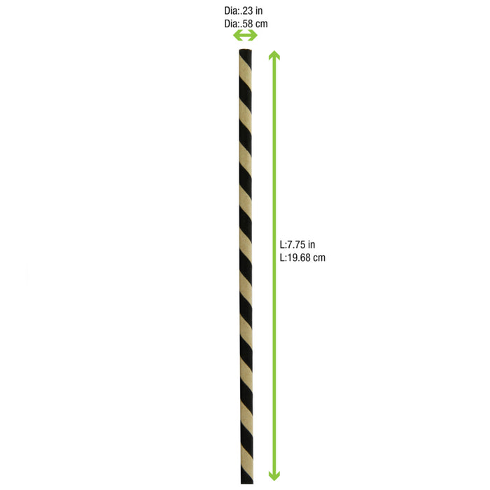 Pajita de papel marron/negro A197mm - 500Uds