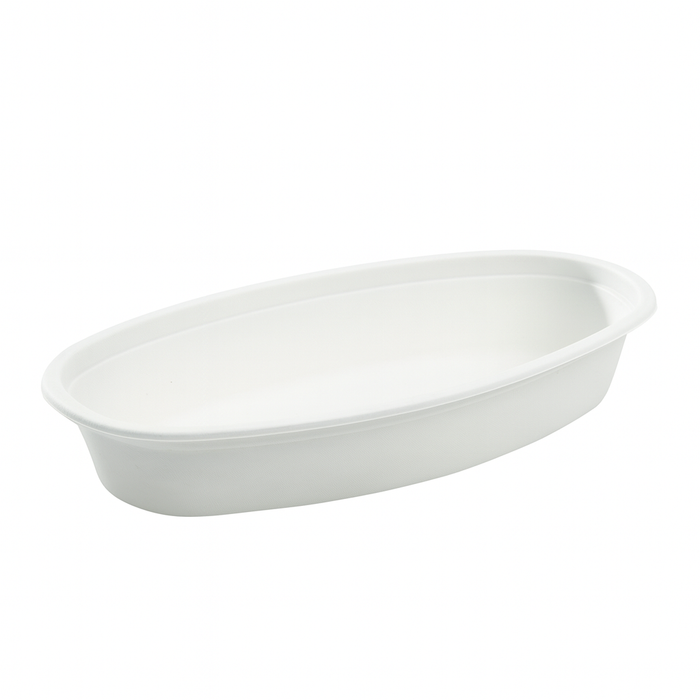 Ensaladera de pulpa ovalada de caña blanca 700ml 230x140mm A50mm - 100Uds